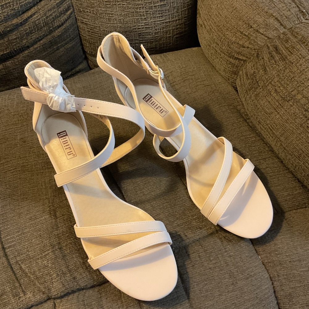 Didifu Shoes Cream Neutral Wedding Bridesmaid High Heels Sandals Size 11 New